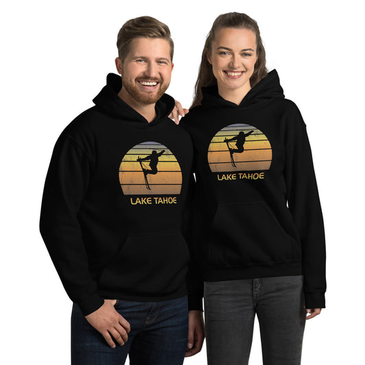 Cool Retro Lake Tahoe California Skiing Ski Fan Unisex Hoodie Top Sweatshirt