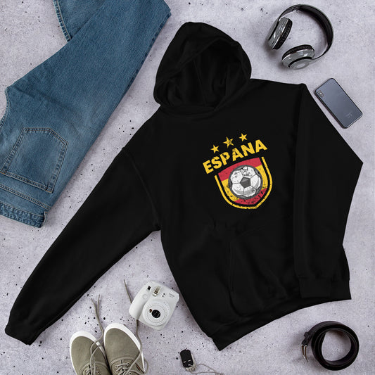 Retro Spain Soccer Team Football Fan Country Espana Spanish Flag Unisex Hoodie Top Sweatshirt