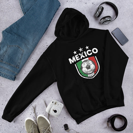 Retro Mexico Soccer Team Football Fan Country Mexican Flag Unisex Hoodie Top Sweatshirt