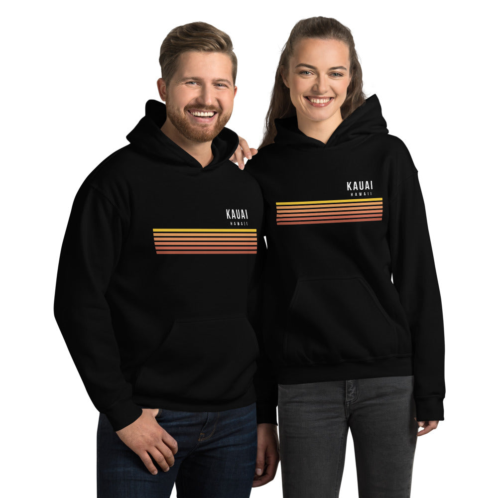 Retro Kauai Hawaii Vacation Stripes Unisex Hoodie Top Sweatshirt