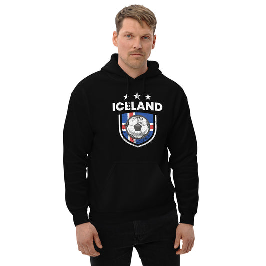 Retro Iceland Soccer Team Football Fan Country Icelandic Flag Unisex Hoodie Top Sweatshirt