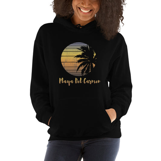 Retro Playa Del Carmen Mexico Beach Family Vacation Souvenir Palm Tree Unisex Hoodie Top Sweatshirt