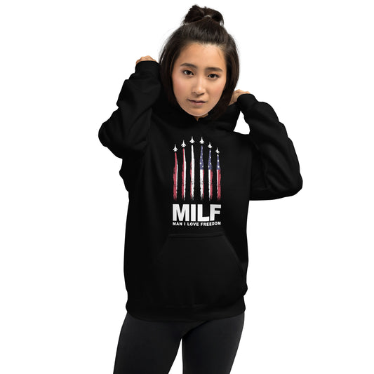 Funny MILF Military Service Freedom Joke USA Unisex Hoodie Top Sweatshirt