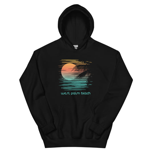 Artistic West Palm Beach Florida Palm Tree Vacation Souvenir Unisex Hoodie Top Sweatshirt