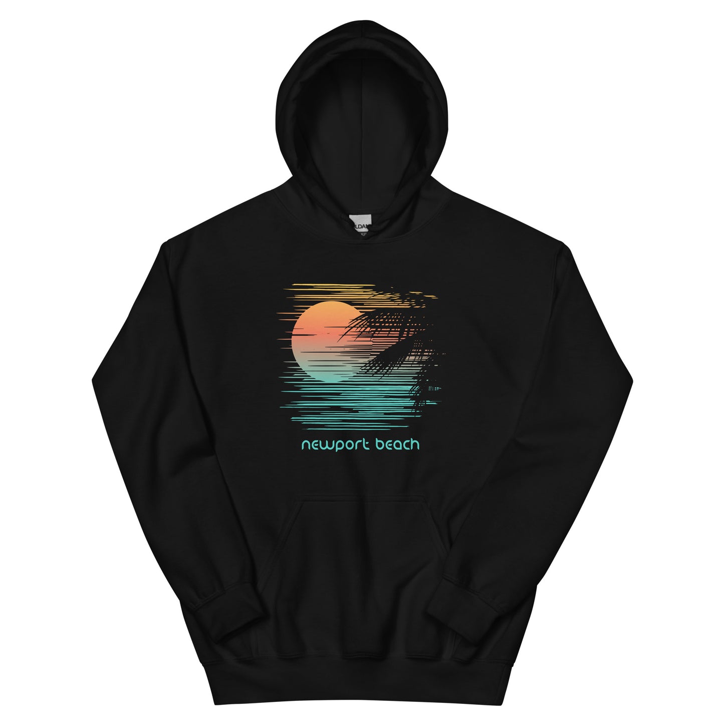 Artistic Newport Beach California Palm Tree Vacation Souvenir Unisex Hoodie Top Sweatshirt