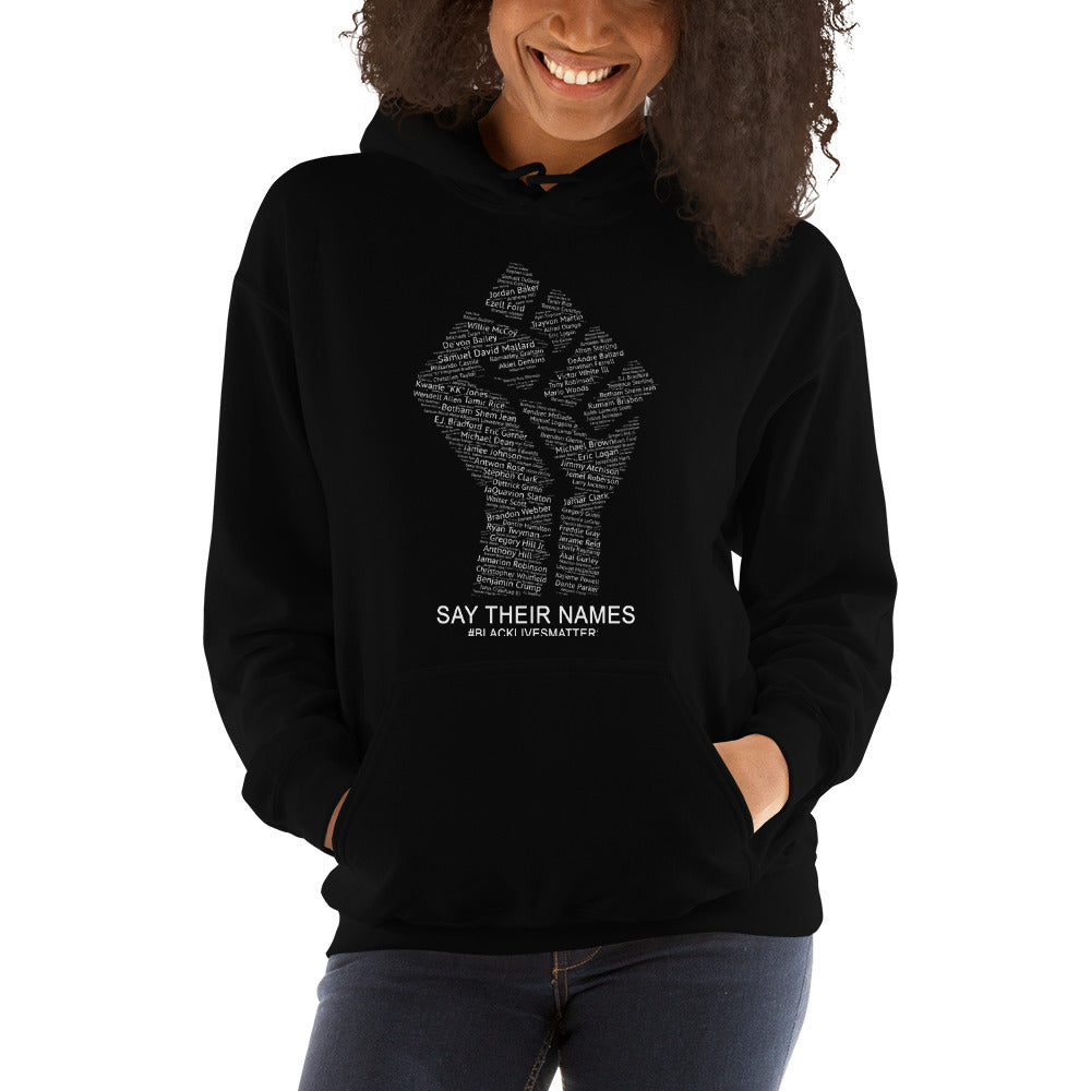 Say Their Names Black Lives Matter African American BLM Protest Unisex Hoodie Top Sweatshirt