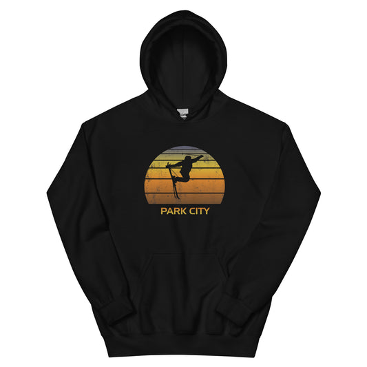 Retro Park City Ski Fan Skier Sunset Unisex Hoodie Top Sweatshirt