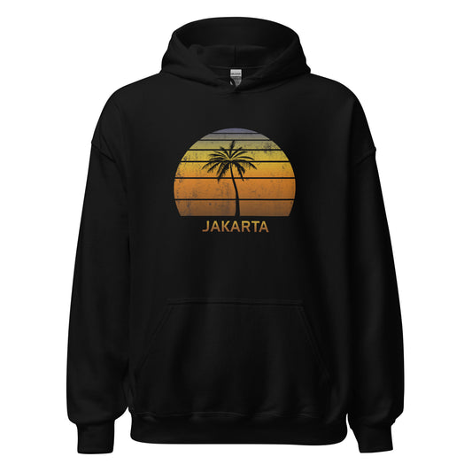 Retro Jakarta Indonesia Vintage Sunset Beach Vacation Souvenir Unisex Hoodie Top Sweatshirt