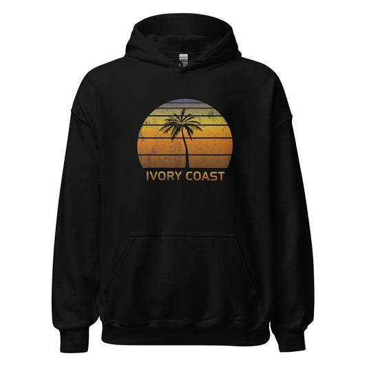 Retro Ivory Coast Africa Vintage Sunset Beach Vacation Souvenir Unisex Hoodie Top Sweatshirt