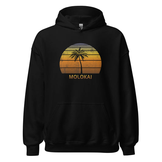 Retro Molokai Hawaii Vintage Sunset Beach Vacation Souvenir Unisex Hoodie Top Sweatshirt