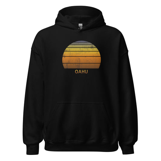 Retro Oahu Hawaii Vacation Souvenir Sunset Unisex Hoodie Top Sweatshirt