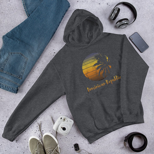 Retro Dominican Republic  Beach Palm Tree Vacation Souvenir Unisex Hoodie Top Sweatshirt