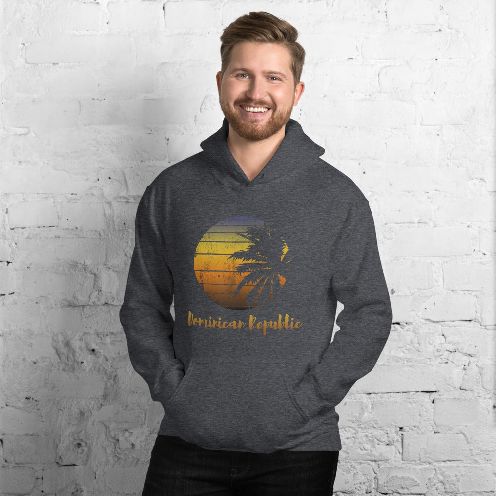 Retro Dominican Republic  Beach Palm Tree Vacation Souvenir Unisex Hoodie Top Sweatshirt