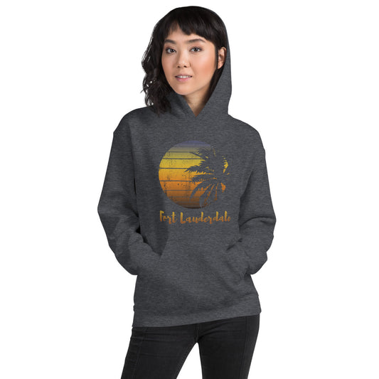 Retro Fort Lauderdale Florida Beach Palm Tree Vacation Souvenir Unisex Hoodie Top Sweatshirt