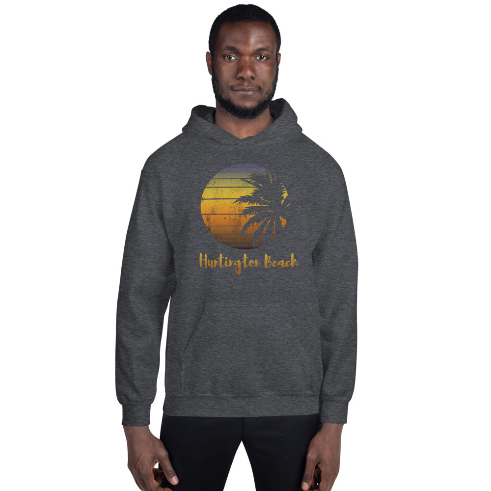 Retro Huntington Beach California Cool Vacation Souvenir Palm Tree Unisex Hoodie Top Sweatshirt