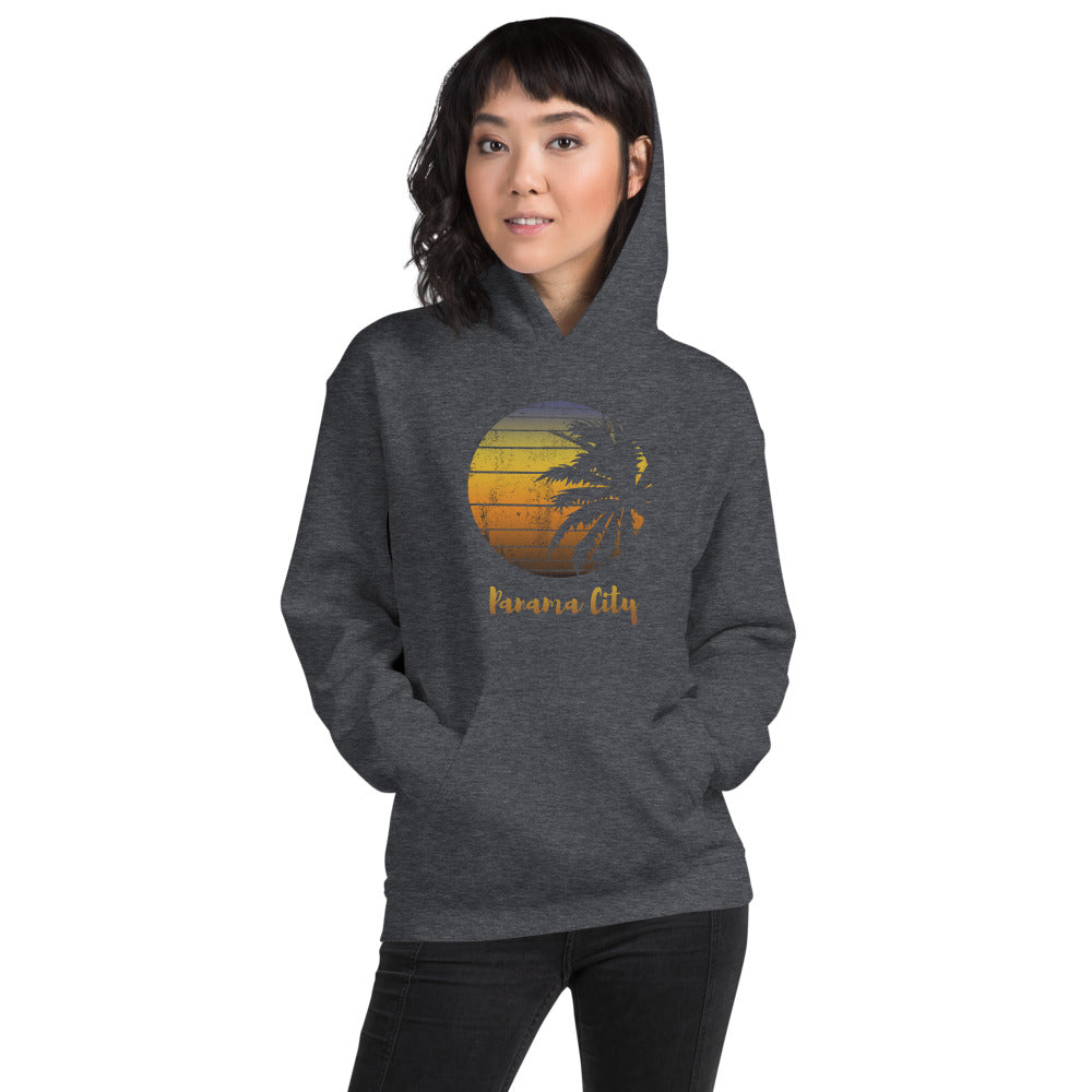 Retro Panama City Florida Beach Palm Tree Vacation Souvenir Unisex Hoodie Top Sweatshirt