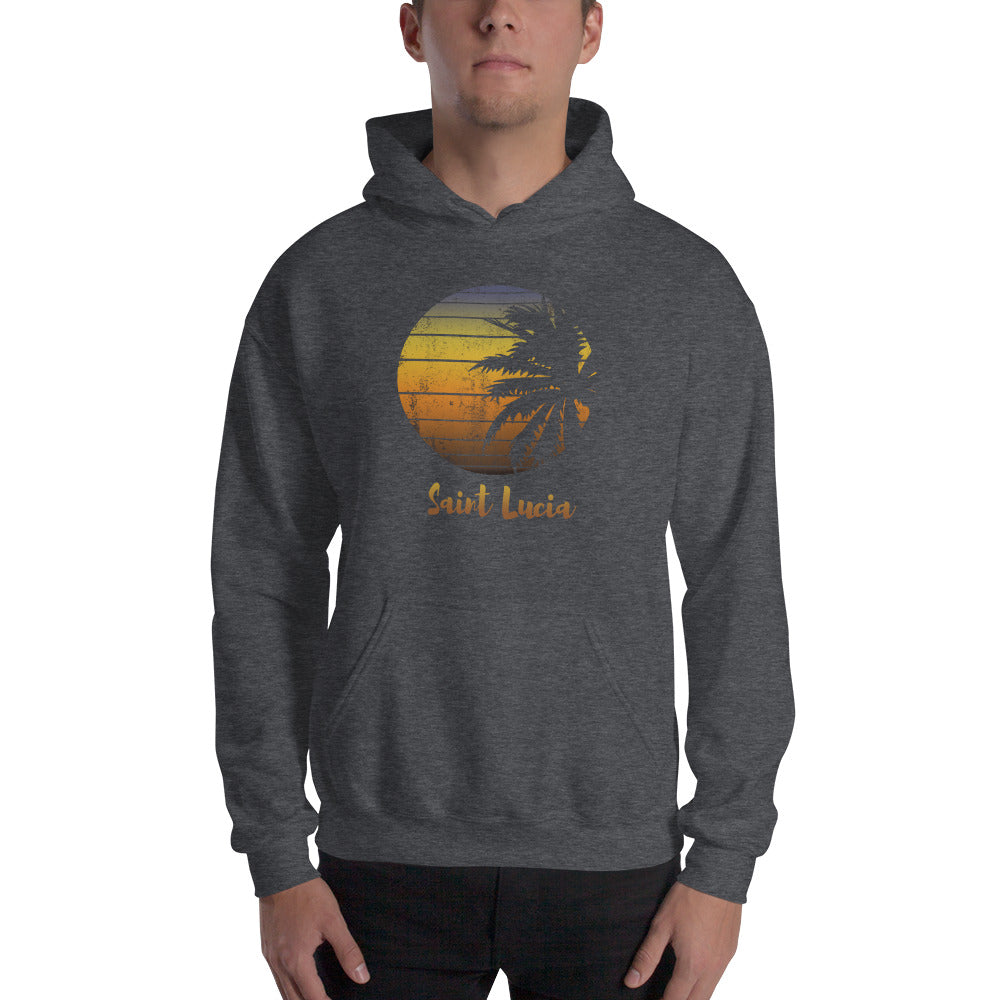 Retro Saint Lucia  Beach Palm Tree Vacation Souvenir Unisex Hoodie Top Sweatshirt