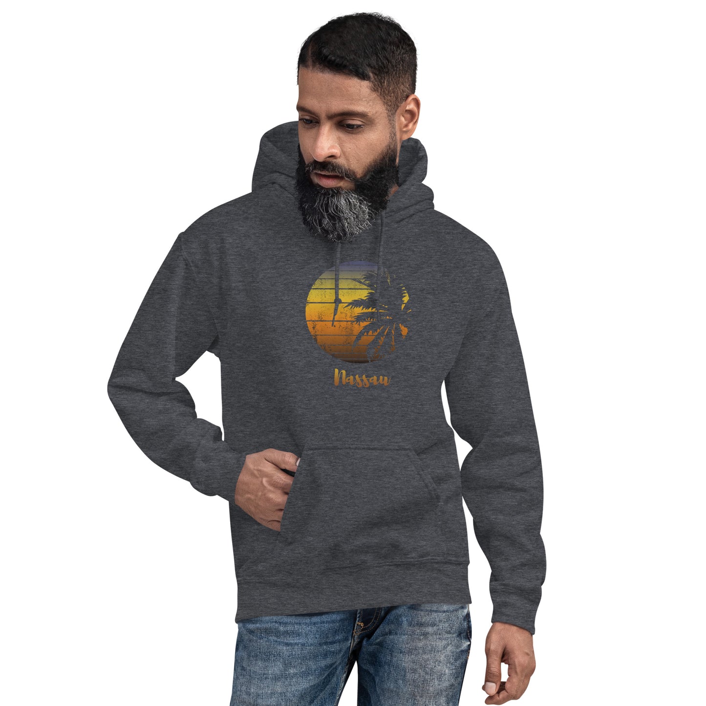 Retro Nassau Bahamas  Beach Palm Tree Vacation Souvenir Unisex Hoodie Top Sweatshirt