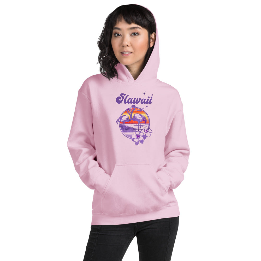 Retro Hawaii Beach Flamingo Hibiscus Unisex Hoodie Top Sweatshirt