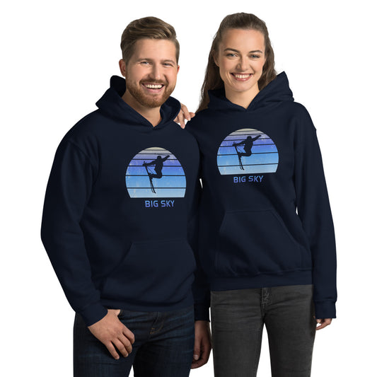 Retro Big Sky Montana Skiing Fan Unisex Hoodie Top Sweatshirt