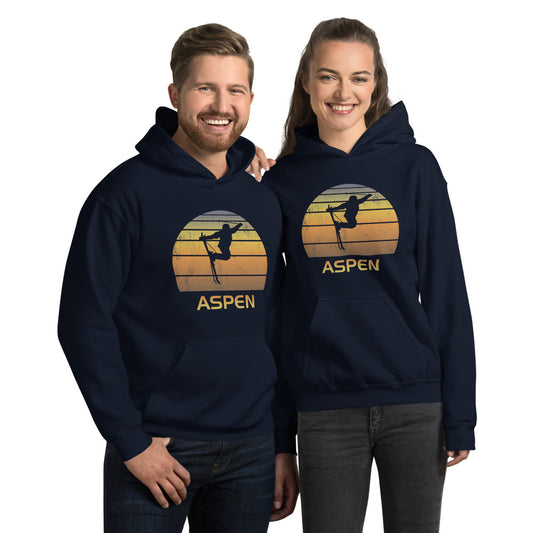 -Cool Retro Aspen Colorado Skiing Ski Fan Unisex Hoodie Top Sweatshirt