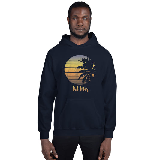 Retro Del Mar California Beach Vacation Souvenir Palm Tree Unisex Hoodie Top Sweatshirt