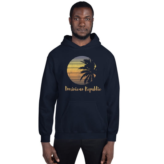 Retro Dominican Republic  Beach Palm Tree Vacation Souvenir Unisex Hoodie Top Sweatshirt