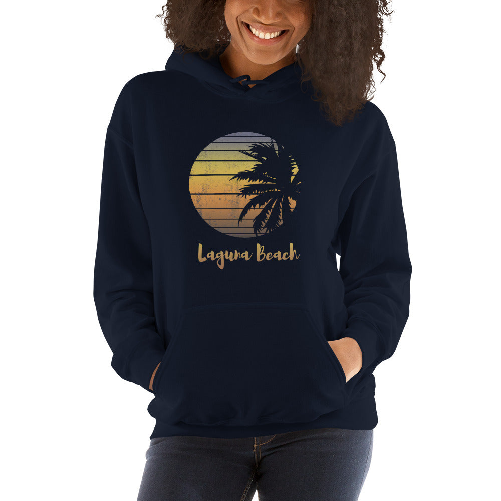 Retro Laguna Beach California Vacation Souvenir Palm Tree Unisex Hoodie Top Sweatshirt