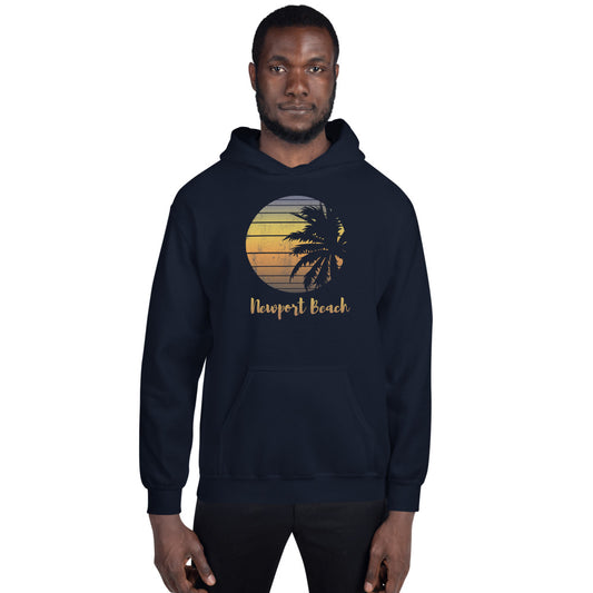 Retro Newport Beach California Cool Vacation Souvenir Palm Tree Unisex Hoodie Top Sweatshirt