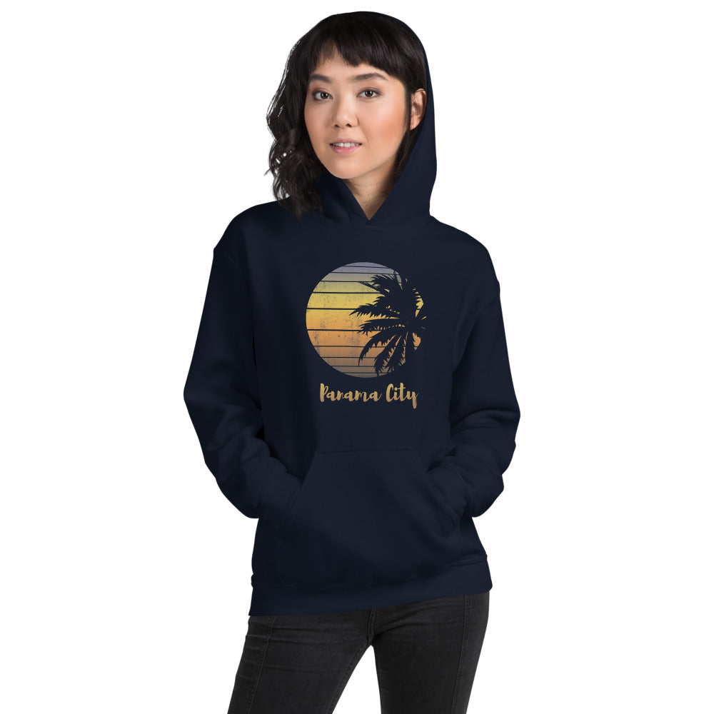 Retro Panama City Florida Beach Palm Tree Vacation Souvenir Unisex Hoodie Top Sweatshirt