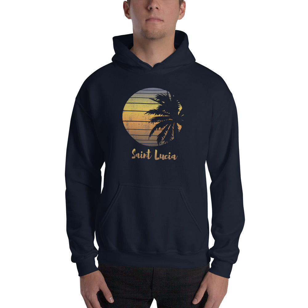 Retro Saint Lucia  Beach Palm Tree Vacation Souvenir Unisex Hoodie Top Sweatshirt