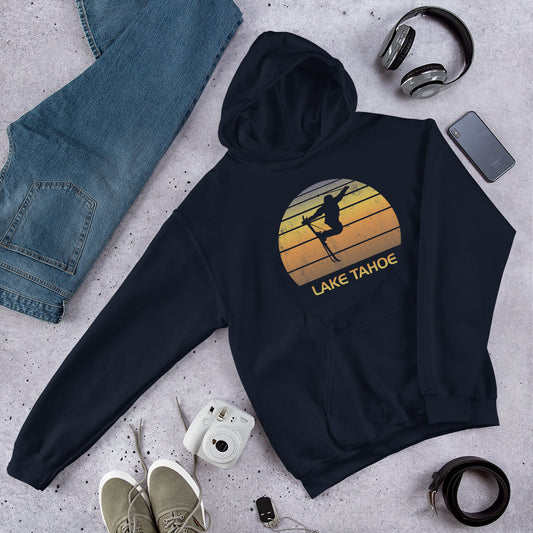 Cool Retro Lake Tahoe California Skiing Ski Fan Unisex Hoodie Top Sweatshirt