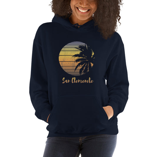 Retro San Clemente California Beach Vacation Souvenir Palm Tree Unisex Hoodie Top Sweatshirt