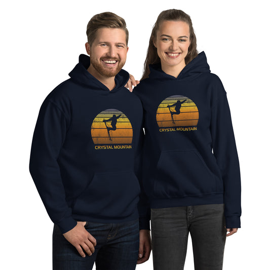 Cool Retro Crystal Mountain Skiing Ski Fan Unisex Hoodie Top Sweatshirt