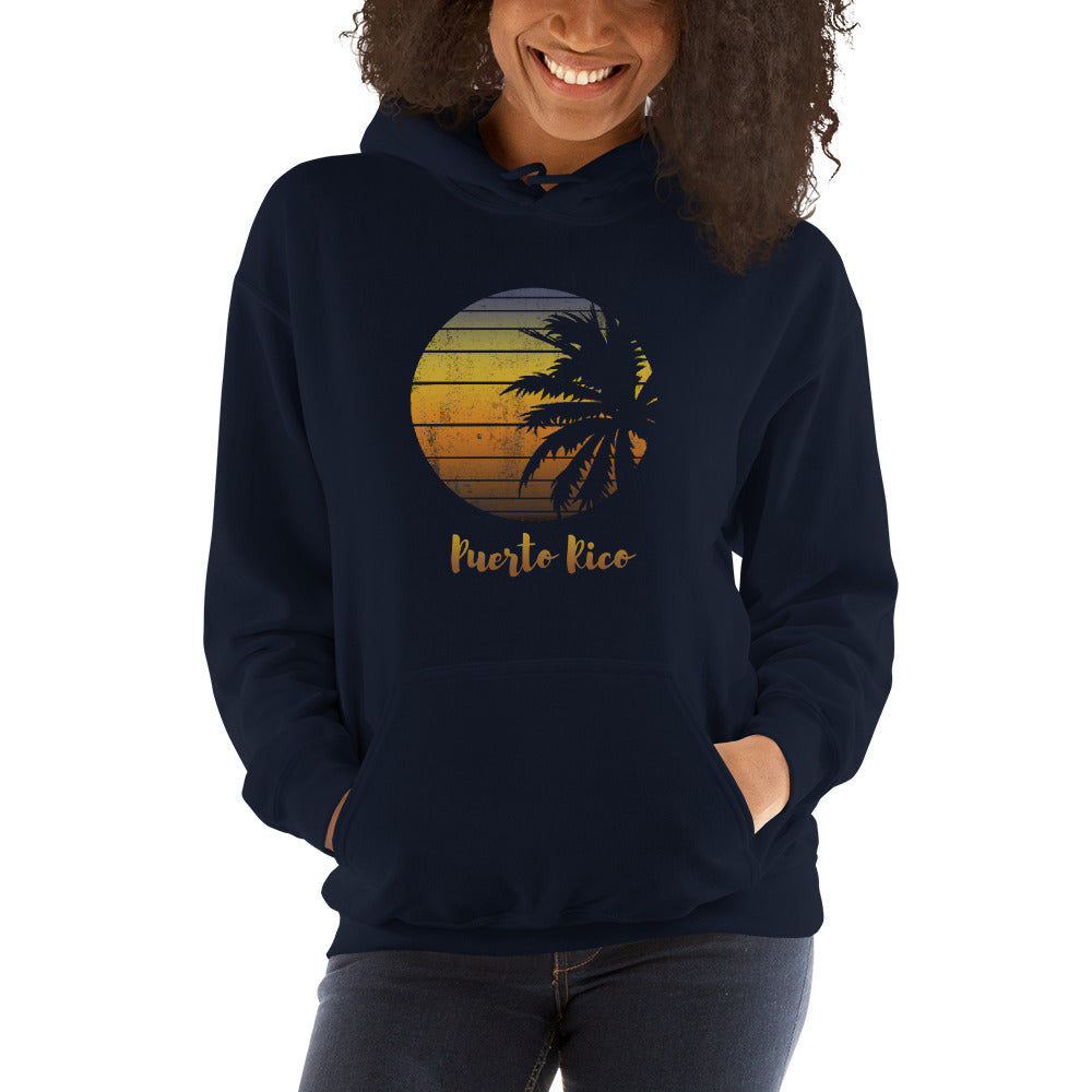 Retro Puerto Rico  Beach Palm Tree Vacation Souvenir Unisex Hoodie Top Sweatshirt