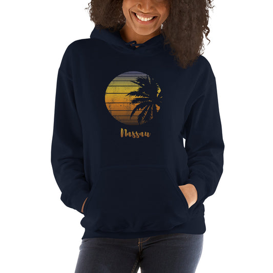 Retro Nassau Bahamas Beach Palm Tree Vacation Souvenir Unisex Hoodie Top Sweatshirt