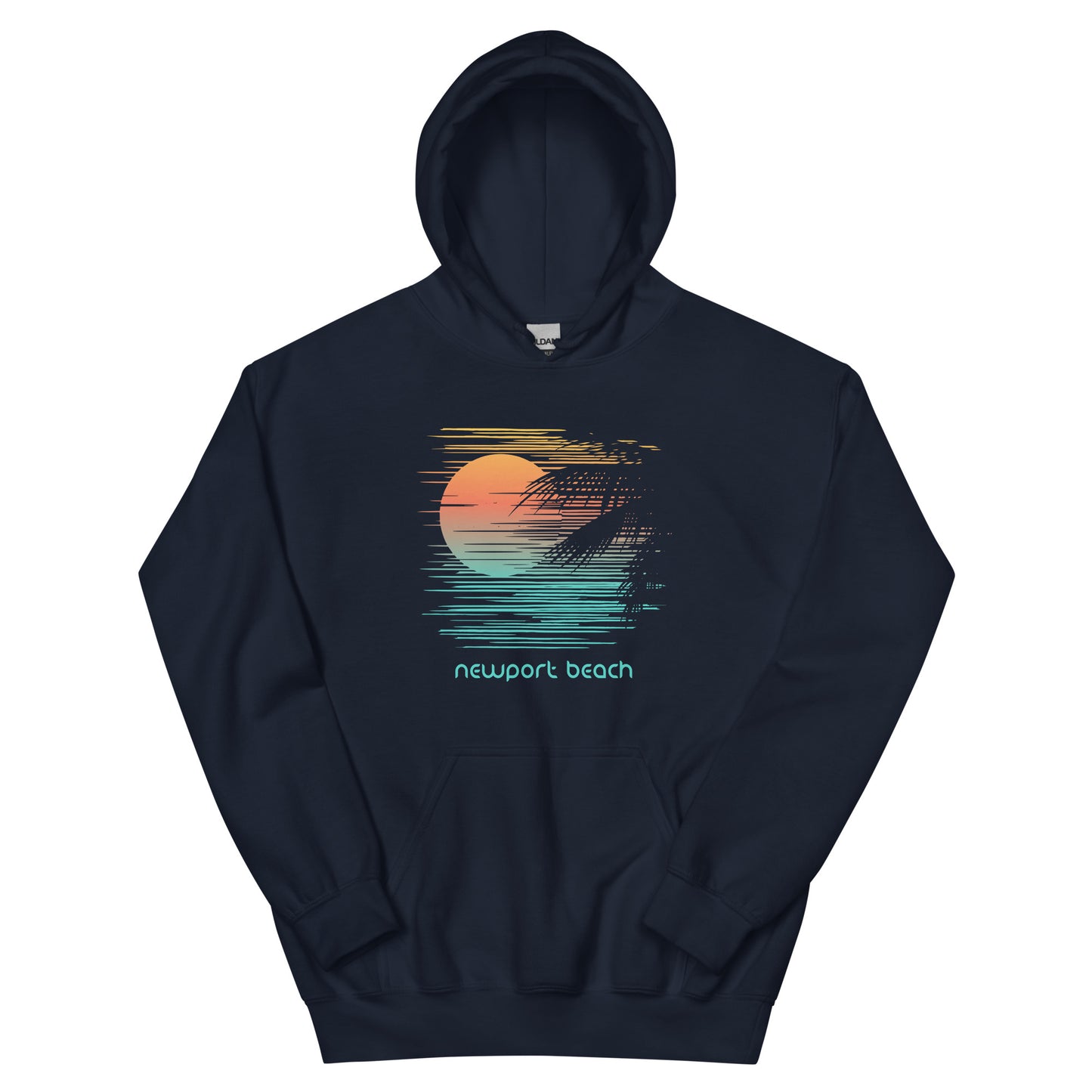 Artistic Newport Beach California Palm Tree Vacation Souvenir Unisex Hoodie Top Sweatshirt