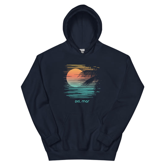Artistic Del Mar California Palm Tree Vacation Souvenir Unisex Hoodie Top Sweatshirt
