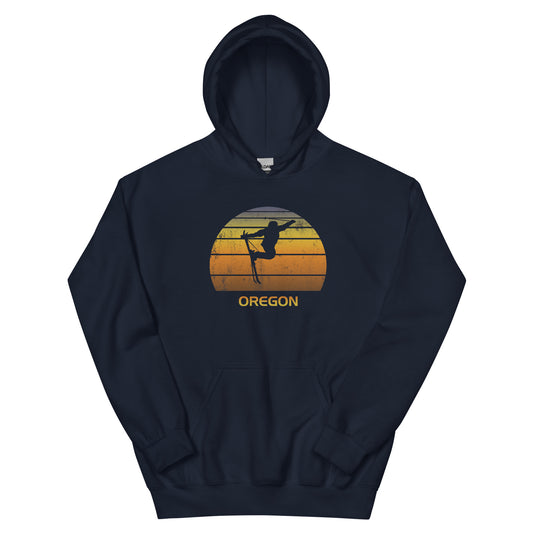 Retro Oregon Ski Fan Skier Sunset Unisex Hoodie Top Sweatshirt