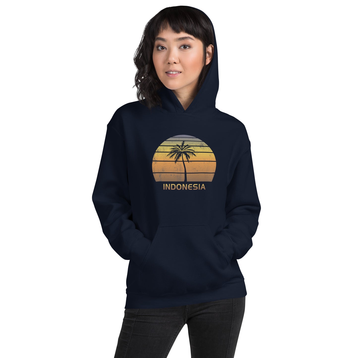 Retro Indonesia Vintage Sunset Beach Vacation Souvenir Cool Unisex Hoodie Top Sweatshirt