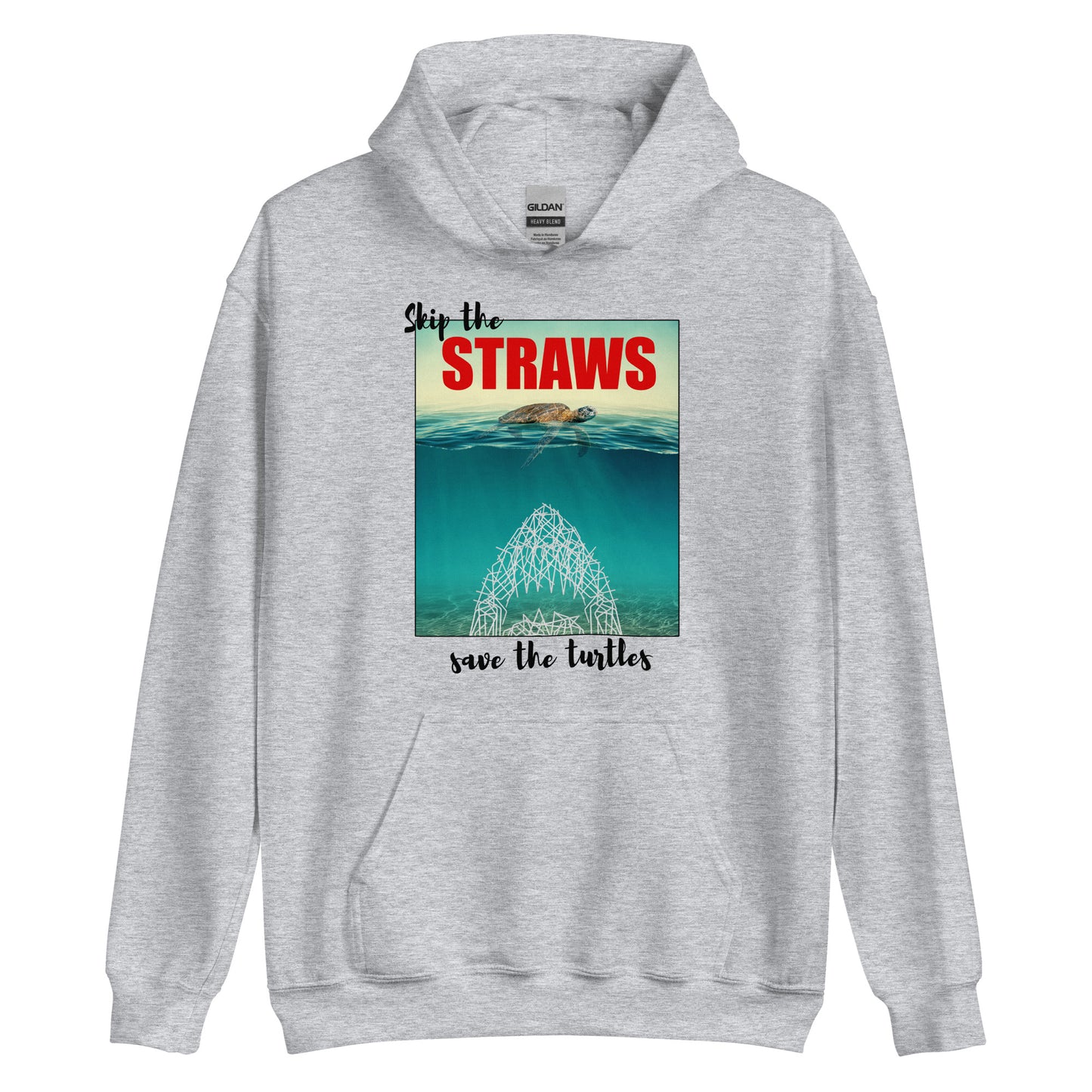 Skip The Straw Save The Turtles Climate Awareness Unisex Hoodie Top Sweatshirt