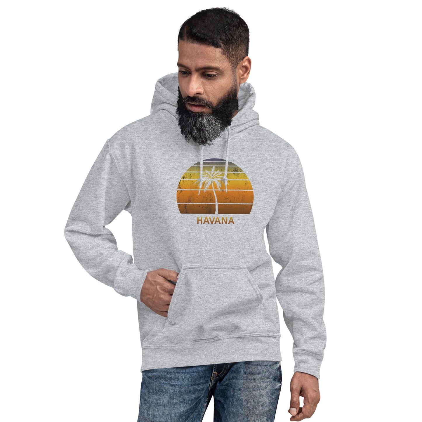 Retro Havana Cuba Vintage Sunset Beach Vacation Souvenir  Unisex Hoodie Top Sweatshirt