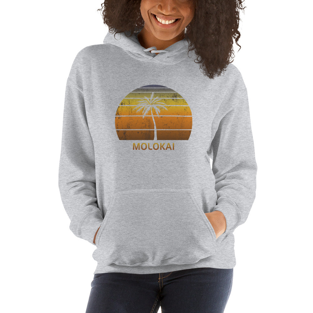 Retro Molokai Hawaii Vintage Sunset Beach Vacation Souvenir Unisex Hoodie Top Sweatshirt