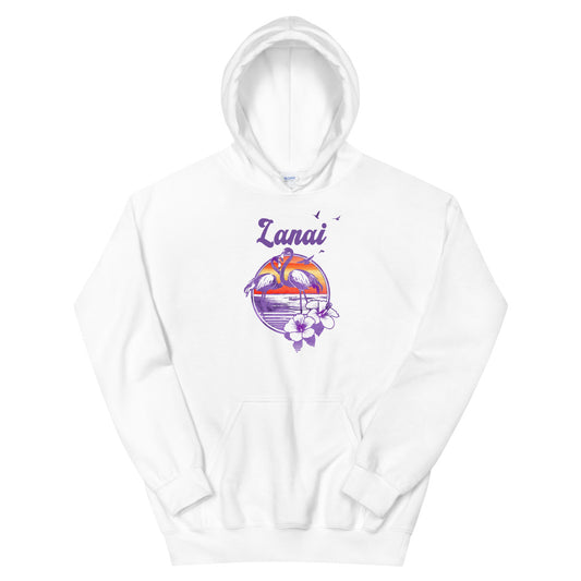 Retro Lanai Hawaii Beach Flamingo Hibiscus Unisex Hoodie Top Sweatshirt