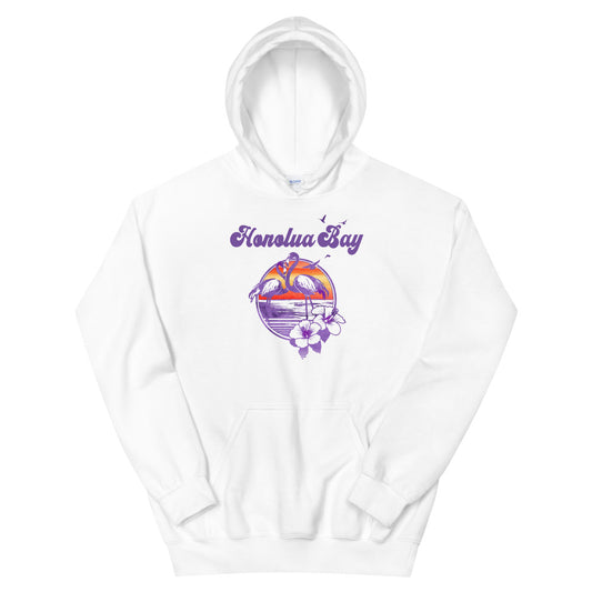 Retro Honolua Bay Maui Hawaii Beach Flamingo Hibiscus Unisex Hoodie Top Sweatshirt