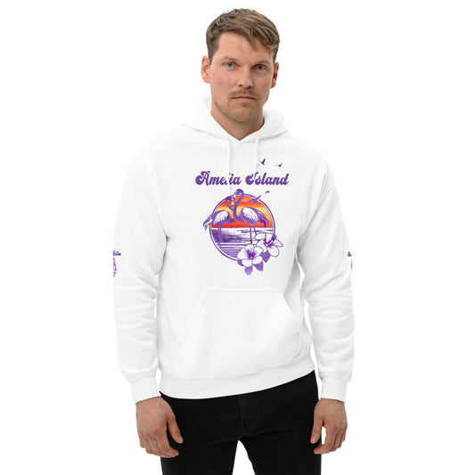 Retro Daytona Beach Florida Flamingo Hibiscus Unisex Hoodie Top Sweatshirt