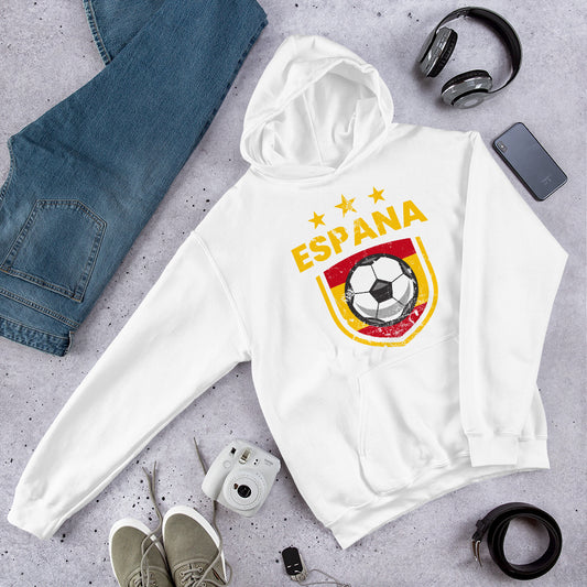 Retro Spain Soccer Team Football Fan Country Espana Spanish Flag Unisex Hoodie Top Sweatshirt