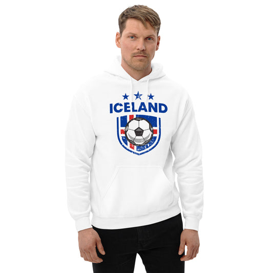 Retro Iceland Soccer Team Football Fan Country Icelandic Flag Unisex Hoodie Top Sweatshirt
