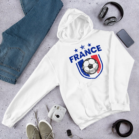 Retro France Soccer Team Football Fan Country French Flag Unisex Hoodie Top Sweatshirt