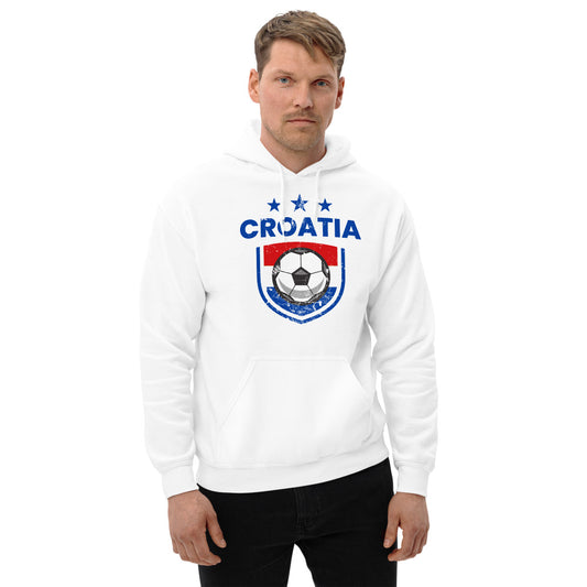 Retro Croatia Soccer Team Football Fan Country Croatian Flag Unisex Hoodie Top Sweatshirt